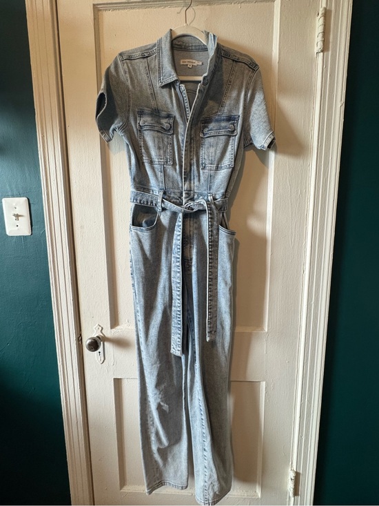 Good American Denim - Good American Light Blue Denim Jumpsuit with Tie Belt
